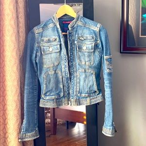 Last call!! Vintage BCBG Maxazria Moto Jean Jacket